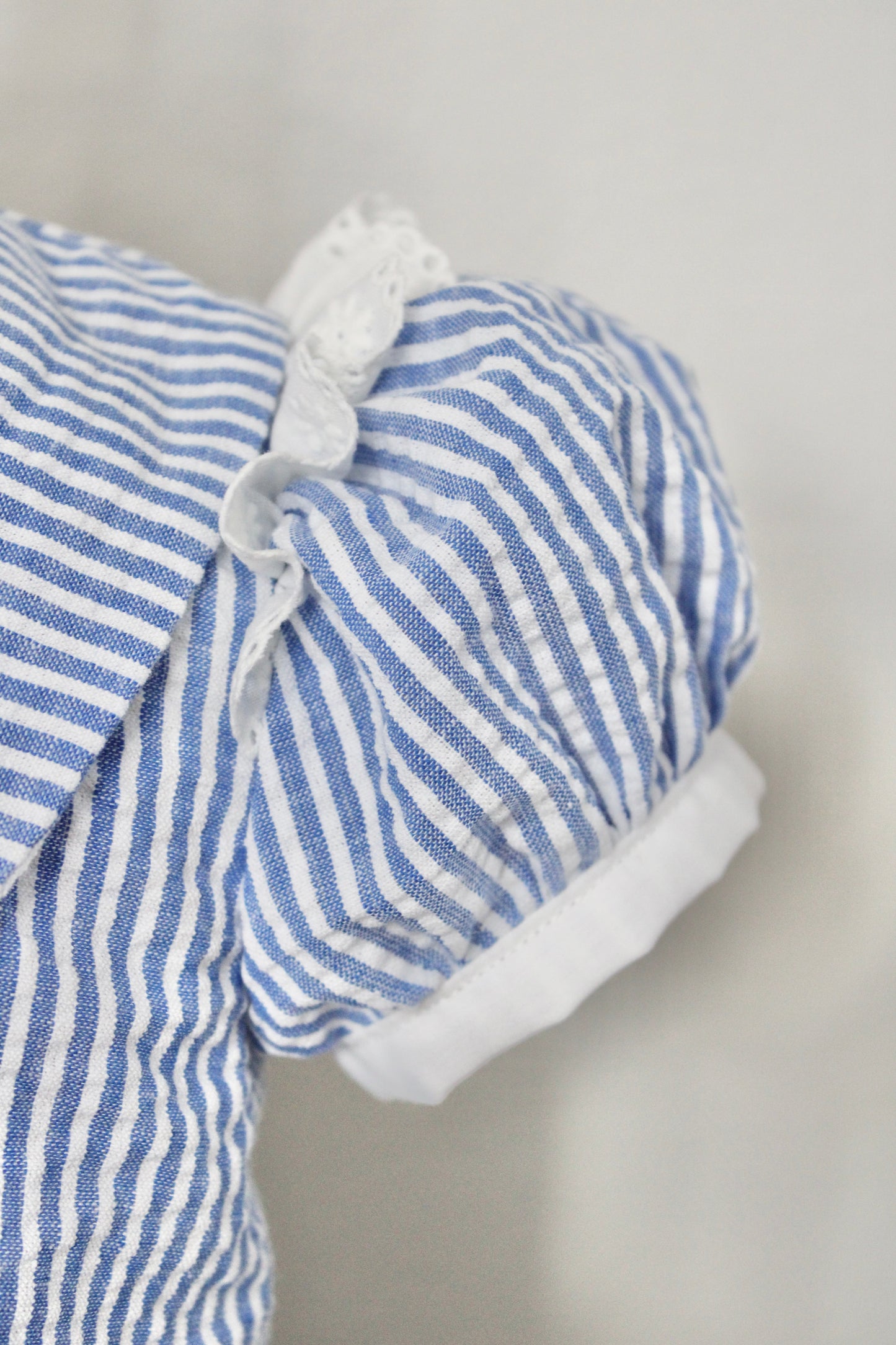 Baby Striped Cotton Seersucker Girls Dress (Size 9-12m)